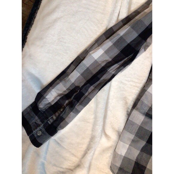 Zoo York Button Up Black White Plaid Checkered Small Long Sleeve Shirt - Picture 12 of 16
